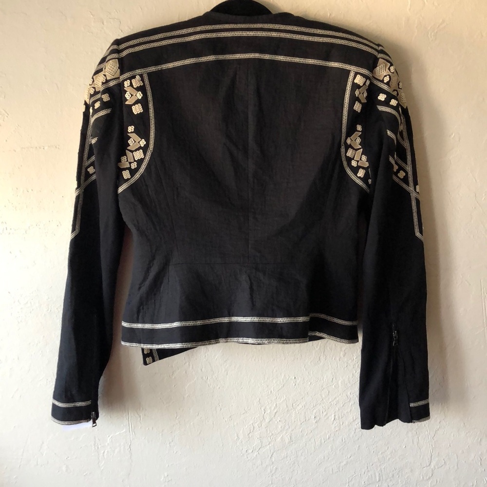 NWT BCBG Geometric Embroidered Moto Jacket - Picture 8 of 8